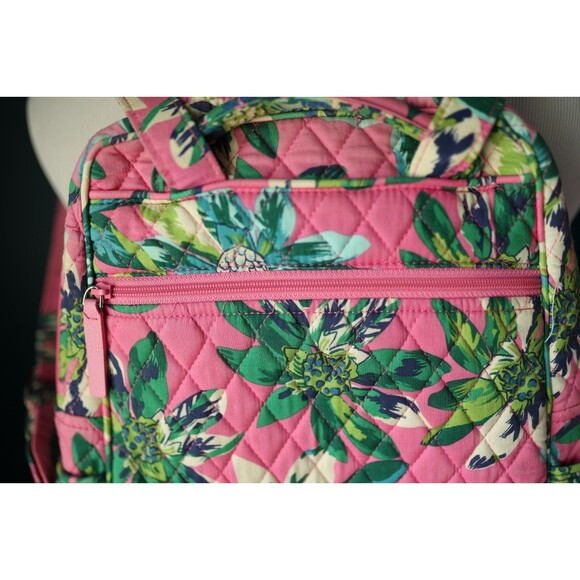 Vera Bradley Campus Backpack Quilted Tropical Paradise Pink Floral Zip Pocket main image 11